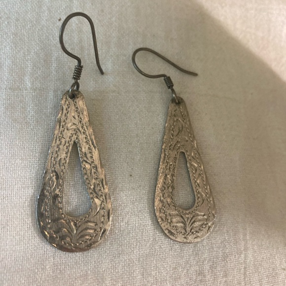 Vintage Marked Alpaca Mexico Silver Dangle earrings - Picture 3 of 6